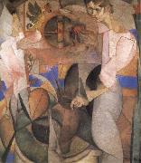 Diego Rivera The Girl beside of Well painting